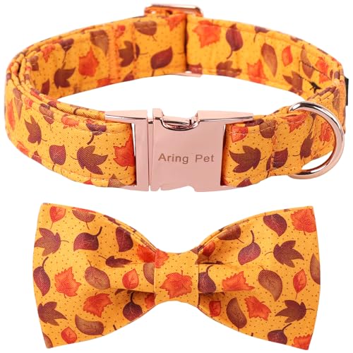 ARING PET Hundehalsband aus Baumwolle, Ahornblätter, Hundehalsband mit Schleife, verstellbar, Herbstfliege, Haustier-Halskette mit Metallschnalle für Mädchen und Jungen ARING PET Hundehalsband aus Baumwolle, Ahornblätter, Hundehalsband mit Schleife, verstellbar, Herbstfliege, Haustier-Halskette mit Metallschnalle für Mädchen und Jungen von ARING PET
