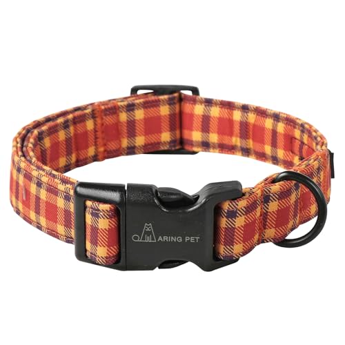 ARING PET Hundehalsband aus Baumwolle, Halloween, kariert, verstellbar, Orange, Herbst-Haustierhalsband, Welpenhalsband mit Schnellverschluss-Schnalle für Mädchen und Jungen ARING PET Hundehalsband aus Baumwolle, Halloween, kariert, verstellbar, Orange, Herbst-Haustierhalsband, Welpenhalsband mit Schnellverschluss-Schnalle für Mädchen und Jungen von ARING PET