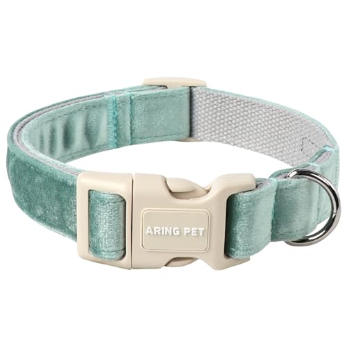 ARING PET Hundehalsband aus Samt, Grün für kleine Hunde, verstellbar, leicht, Winterwelpenhalsband, Hundehalskette mit Schnellverschluss-Schnalle ARING PET Hundehalsband aus Samt, Grün für kleine Hunde, verstellbar, leicht, Winterwelpenhalsband, Hundehalskette mit Schnellverschluss-Schnalle von ARING PET
