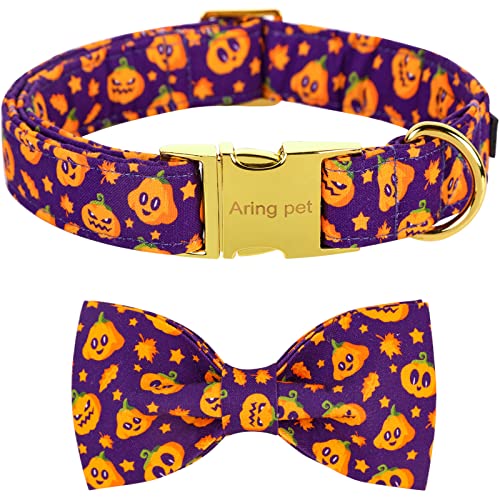 ARING PET Hundehalsband mit Schleife-Halloween Kürbis Fliege Hundehalsbänder, verstellbare lila Hunde Halsband Fliege mit Metallschnalle für kleine mittlere große Hunde ARING PET Hundehalsband mit Schleife-Halloween Kürbis Fliege Hundehalsbänder, verstellbare lila Hunde Halsband Fliege mit Metallschnalle für kleine mittlere große Hunde von ARING PET
