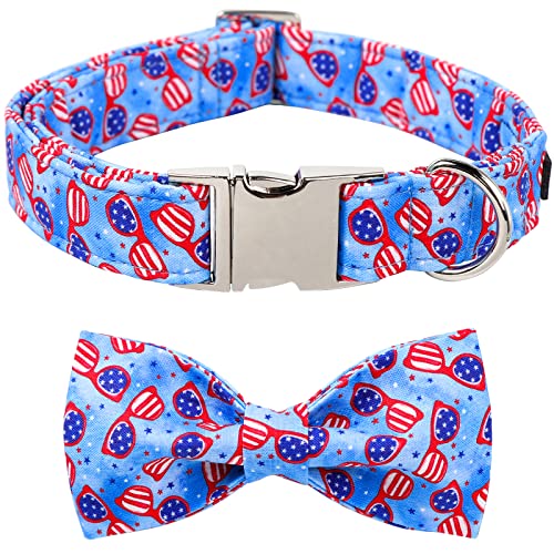 ARING PET Hundehalsband mit amerikanischer Flagge, niedliches patriotisches Sommer-Hundehalsband mit Schleife, Geschenke mit Metallschnalle für kleine, mittelgroße und große Hunde von ARING PET