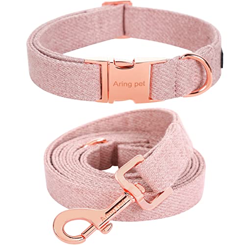 ARING PET Hundehalsband und Leine, Baumwolle Rosa Hundehalsband Set, Adorable Hochzeit Mädchen Hundehalsbänder Geschenke mit Metallschnalle für kleine mittlere große Hunde ARING PET Hundehalsband und Leine, Baumwolle Rosa Hundehalsband Set, Adorable Hochzeit Mädchen Hundehalsbänder Geschenke mit Metallschnalle für kleine mittlere große Hunde von ARING PET