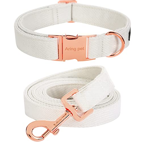 ARING PET Hundehalsband und Leine, Baumwolle Weiß Hundehalsband mit Leine, Niedliche Hochzeit Hundehalsbänder Set mit Metallschnalle für kleine, mittelgroße und große Jungen und Mädchen Hunde ARING PET Hundehalsband und Leine, Baumwolle Weiß Hundehalsband mit Leine, Niedliche Hochzeit Hundehalsbänder Set mit Metallschnalle für kleine, mittelgroße und große Jungen und Mädchen Hunde von ARING PET