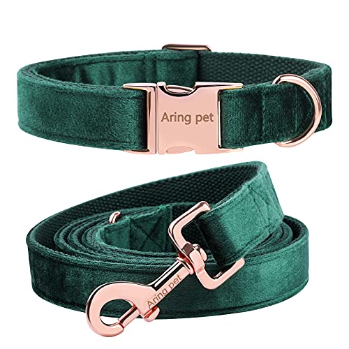 ARING PET Hundehalsband und Leine Set, Samt Hundehalsband und Leine, Bequemes Verstellbares Halsband&Leine Set für Jungen und Mädchen Hunde von ARING PET