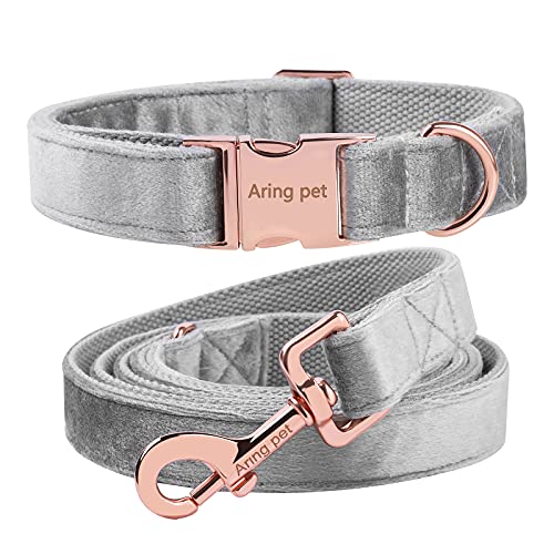 ARING PET Hundehalsband und Leinenset, Samthundehalsband und Leine, weiche, Bequeme und verstellbare Hundehalsbänder für kleine mittelgroße Hunde. von ARING PET