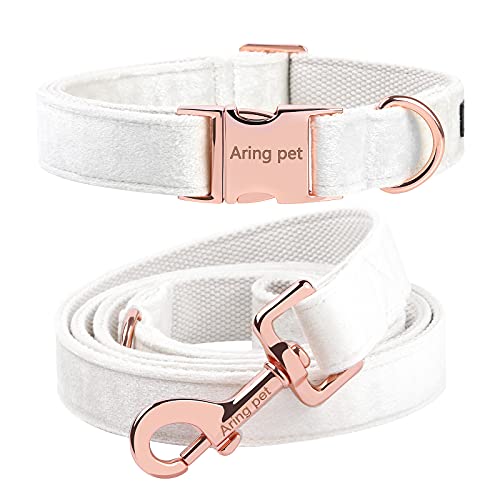 ARING PET Hundehalsband und Leinenset, Samthundehalsband und Leine, weiche, Bequeme und verstellbare Hundehalsbänder für kleine mittelgroße Hunde. von ARING PET