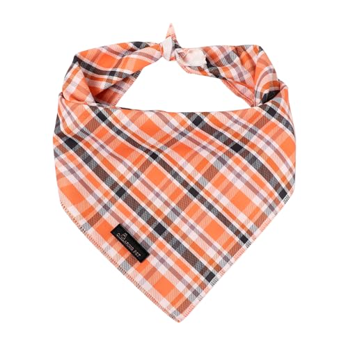 ARING PET Hundehalstuch, Herbst-Orange, kariert, Dreieckstuch für kleine, mittelgroße und große Jungen, Mädchen, Hunde, Größe S von ARING PET