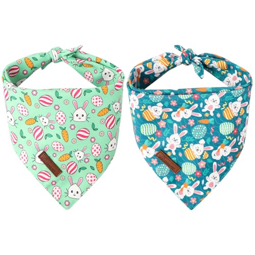 ARING PET Hundehalstuch, Motiv: Ostereier, wendbar, dreieckig, Kaninchen- und Karotte, niedliches Design, Geschenk für kleine Hunde und Katzen, 2 Stück von ARING PET