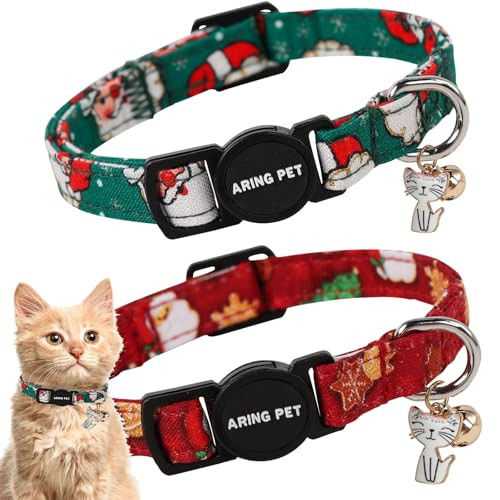 ARING PET Katzenhalsbänder mit Weihnachtsmotiv, niedliches Katzenhalsband mit Glöckchen und Anhänger, verstellbare Weihnachts-Kätzchen-Halsbänder mit Sicherheitsschnalle, für Mädchen und Jungen, 2 ARING PET Katzenhalsbänder mit Weihnachtsmotiv, niedliches Katzenhalsband mit Glöckchen und Anhänger, verstellbare Weihnachts-Kätzchen-Halsbänder mit Sicherheitsschnalle, für Mädchen und Jungen, 2 von ARING PET