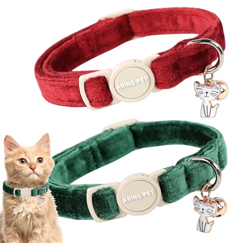 ARING PET Katzenhalsbänder mit Weihnachtsmotiv, niedliches Katzenhalsband mit Glöckchen und Anhänger, verstellbare Weihnachts-Kätzchen-Halsbänder mit Sicherheitsschnalle, für Mädchen und Jungen, 2 ARING PET Katzenhalsbänder mit Weihnachtsmotiv, niedliches Katzenhalsband mit Glöckchen und Anhänger, verstellbare Weihnachts-Kätzchen-Halsbänder mit Sicherheitsschnalle, für Mädchen und Jungen, 2 von ARING PET
