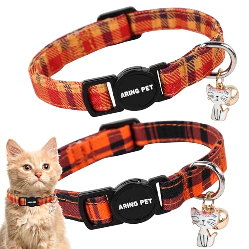 ARING PET Katzenhalsband, niedliches Katzenhalsband mit Glöckchen und Anhänger, verstellbar, Halloween, kariert, mit Sicherheitsschnalle, für Mädchen und Jungen, 2 Stück ARING PET Katzenhalsband, niedliches Katzenhalsband mit Glöckchen und Anhänger, verstellbar, Halloween, kariert, mit Sicherheitsschnalle, für Mädchen und Jungen, 2 Stück von ARING PET
