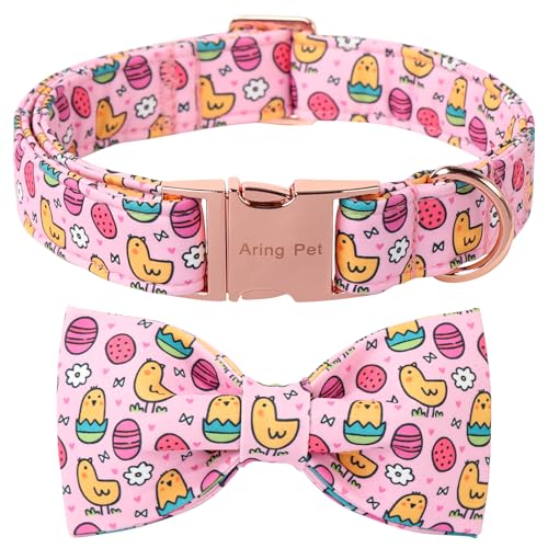 ARING PET Oster-Hundehalsband, niedliches Ostereier-Hundehalsband mit Schleife, verstellbar, rosa Küken, Fliege, Hundehalsband, Haustier-Halskette, Geschenk für Mädchen und Jungen von ARING PET