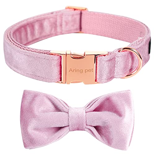 ARING PET Samt Hundehalsband - Entzückende rosa Fliege Hundehalsbänder, einstellbare weiche und Bequeme Samt-Halsbänder Geschenke für kleine mittlere große Hunde von ARING PET