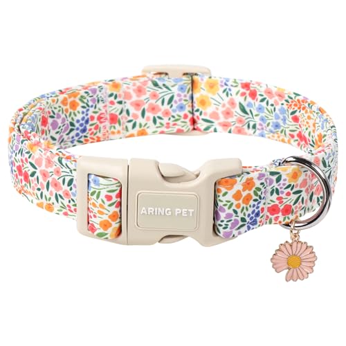 ARING PET Sommer Hundehalsband, Bunte Blumen Hundehalsband mit Schnellverschluss Kunststoffschnalle, Komfortable Baumwolle Halsband für Jungen und Mädchen Hunde ARING PET Sommer Hundehalsband, Bunte Blumen Hundehalsband mit Schnellverschluss Kunststoffschnalle, Komfortable Baumwolle Halsband für Jungen und Mädchen Hunde von ARING PET