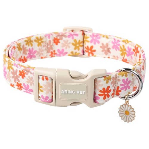 ARING PET Sommer Hundehalsband, Hundehalsband mit Bunten Blumen Bedruckt, Baumwolle Blume Halsband mit Quick Release Kunststoffschnalle für Jungen und Mädchen Hunde ARING PET Sommer Hundehalsband, Hundehalsband mit Bunten Blumen Bedruckt, Baumwolle Blume Halsband mit Quick Release Kunststoffschnalle für Jungen und Mädchen Hunde von ARING PET
