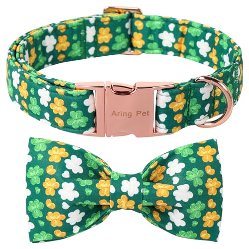 ARING PET St. Patrick's Day Hundehalsband, grünes Kleeblatt, Hundehalsband mit Schleife, verstellbares Kleeblatt-Design, Haustier-Halskette, Geschenk für Mädchen und Jungen von ARING PET