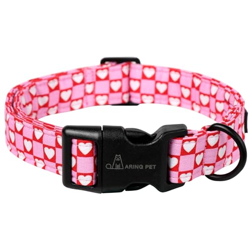 ARING PET Valentinstags-Hundehalsband, Baumwolle, rosa Herz, verstellbar, für Mädchen, Welpen, Halsband mit Schnellverschluss-Schnalle von ARING PET