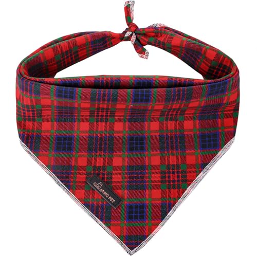 ARING PET Weihnachten Hund Bandana-Niedliche Karierte Hundebandanas, Baumwolle Urlaub Hundehalstuch Baumwolle Hund Dreieck Lätzchen für Kleine bis Große Junge Mädchen Hunde und Katzen von ARING PET