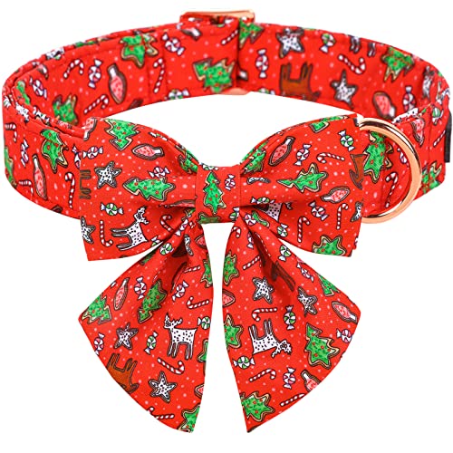 ARING PET Weihnachten Hundehalsband, Baumwolle Rot Hundehalsband mit Matrose Fliege, Einstellbar Weihnachten Bowtie Hundehalsband mit Metallschnalle von ARING PET