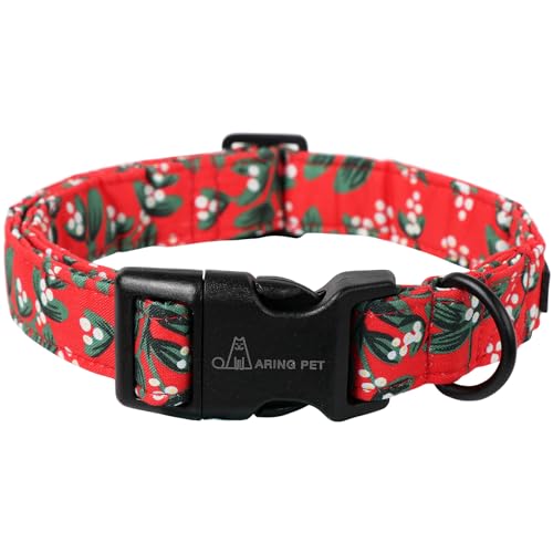 ARING PET Weihnachten Hundehalsband Niedlich Rot Hundehalsband, Verstellbare Baumwolle Weihnachten Kleine Hundehalsbänder Welpenhalsband für Kleine Mittlere Große Hunde von ARING PET