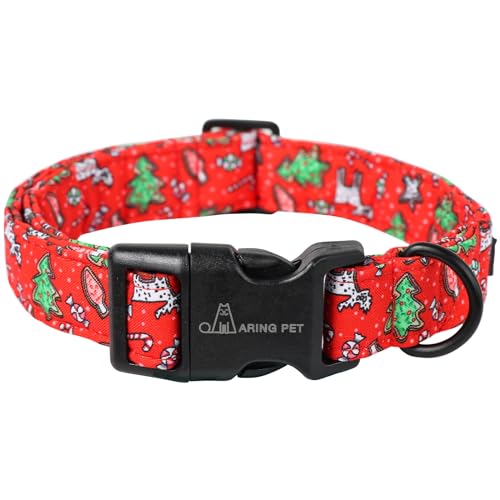 ARING PET Weihnachten Hundehalsband Niedliche Kleine Hundehalsbänder, Verstellbare Baumwolle Rot Weihnachten Hundehalsbänder Welpenhalsband für Kleine Mittlere Große Junge und Mädchen Hunde von ARING PET