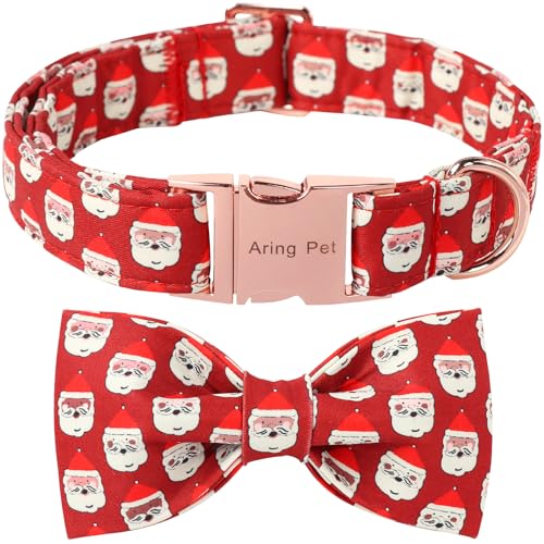 ARING PET Weihnachts-Hundehalsband, niedliches rotes Weihnachtsmann-Hundehalsband mit Schleife, verstellbare Weihnachts-Fliege, Hundehalsband, Haustier-Halskette mit Metallschnalle für Mädchen und ARING PET Weihnachts-Hundehalsband, niedliches rotes Weihnachtsmann-Hundehalsband mit Schleife, verstellbare Weihnachts-Fliege, Hundehalsband, Haustier-Halskette mit Metallschnalle für Mädchen und von ARING PET