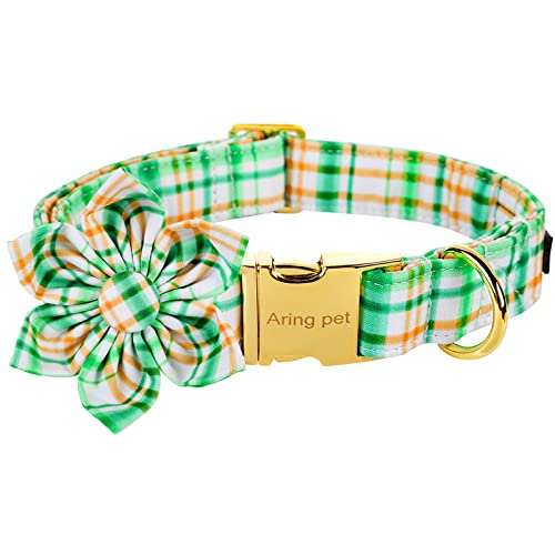 Keyoung Aring PET Blumen-Hundehalsband, bezaubernd, grünes Gitter, Hundehalsbänder mit Abnehmbarer Blume, verstellbares Halsband, Geschenke für kleine, mittelgroße und große Mädchen, Jungen, Hunde Keyoung Aring PET Blumen-Hundehalsband, bezaubernd, grünes Gitter, Hundehalsbänder mit Abnehmbarer Blume, verstellbares Halsband, Geschenke für kleine, mittelgroße und große Mädchen, Jungen, Hunde von ARING PET