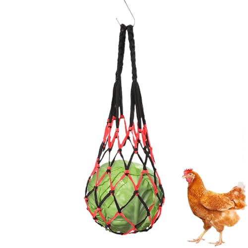 Hühner-Frucht-Futterspender, Hühner-Leckerli-Fütterungswerkzeug Mit Haken, Geflügel-Hühnerstall-Spielzeug, Hühner-Gemüse-Saitenbeutel, Hängender Obstfutter-Netzbeutel Für Geflügel, Kohl, Salat Hühner-Frucht-Futterspender, Hühner-Leckerli-Fütterungswerkzeug Mit Haken, Geflügel-Hühnerstall-Spielzeug, Hühner-Gemüse-Saitenbeutel, Hängender Obstfutter-Netzbeutel Für Geflügel, Kohl, Salat von ARIOU