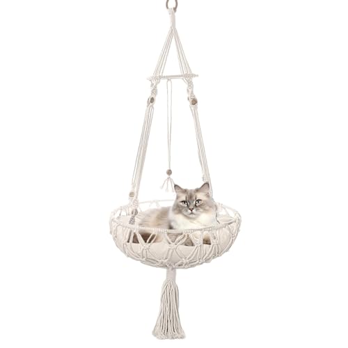 ARIOU Katzen-Fenster-Schaukelbett, Makramee-Hängematte, Schaukelbett, böhmisches handgewebtes Design, Haustier-Katzen-Hängematte für Wand, Decke, Balkon, Schlafzimmer, Arbeitszimmer ARIOU Katzen-Fenster-Schaukelbett, Makramee-Hängematte, Schaukelbett, böhmisches handgewebtes Design, Haustier-Katzen-Hängematte für Wand, Decke, Balkon, Schlafzimmer, Arbeitszimmer von ARIOU