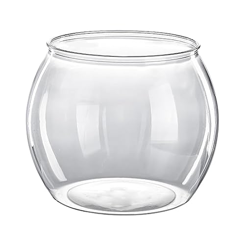 ARIOU Kleines goldenes Fisch-Aquarium, kleines, transparentes rundes Fischglas für den Tisch, Büro, Wohnzimmer von ARIOU