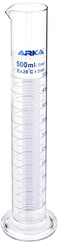ARKA Messzylinder 500 ml - aus Borosilikatglas 3.3 - Präzisionsinstrument in Laborqualität für exakte Messungen im Aquariumhobby und darüber hinaus, robust und klar. von ARKA
