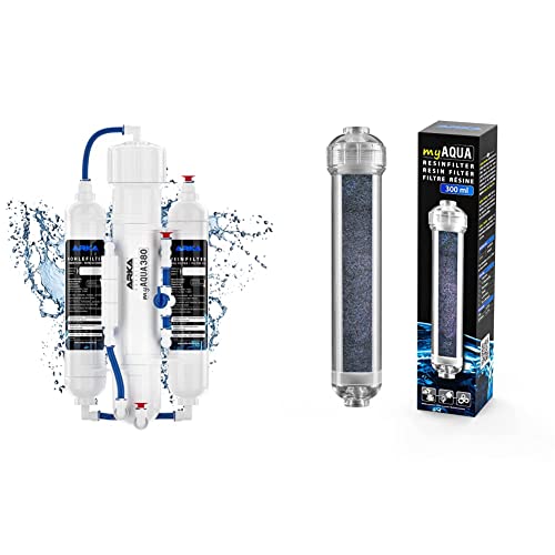 ARKA Aquatics - myAqua380 Umkehrosmoseanlage für 380L/Tag. Wasserfilter und Enthärtungsanlage Filter für bis zu 99% der Schadstoffe, Salz und Bakterien & Resinfilter 300 ml - Reinstwasserfilter ARKA Aquatics - myAqua380 Umkehrosmoseanlage für 380L/Tag. Wasserfilter und Enthärtungsanlage Filter für bis zu 99% der Schadstoffe, Salz und Bakterien & Resinfilter 300 ml - Reinstwasserfilter von ARKA Aquatics