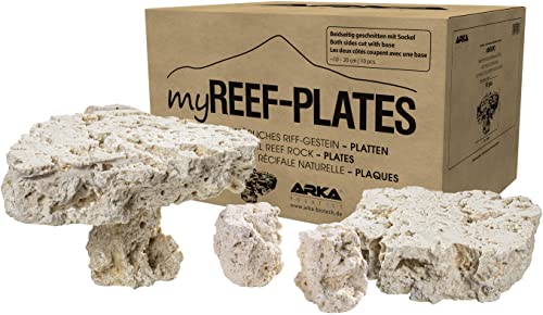 ARKA myREEF-Plates - ca. 10-20 cm, 10 Stück - Natürliches Riffgestein für authentische Aufbauten, 2-seitig geschnitten mit Sockel, schadstofffrei und porös, für Meerwasseraquarien. von ARKA Aquatics