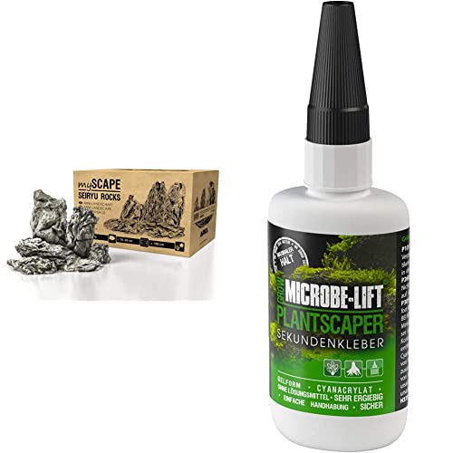 ARKA Aquatics - myScape-Rocks Seiryu | Natur Aquarium Steine. Dekosteine für Süßwasser Aquarium und Terrarium. 10 kg & MICROBE-LIFT Plantscaper - Pflanzenkleber für Moose und Pflanzen(50 g) von ARKA Aquatics