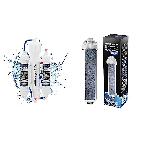 ARKA myAQUA® 190 | Umkehrosmoseanlage | 190 L/Tag | Wasserfilter & Enthärtungsanlage | Filter für bis zu 99% der Salze & ARKA myAQUA® Resinfilter 500 ml - Reinstwasserfilter von ARKA Aquatics