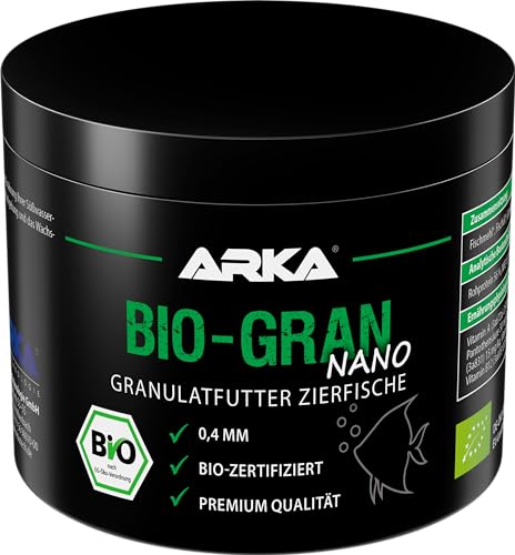 ARKA Bio-Gran Nano - 500 ml - Biozertifiziertes Fischfutter für jedes Süßwasser-Aquarium, fördert Wachstum, Farbenpracht und Vitalität von Zierfischen. von ARKA
