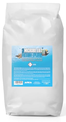 ARKA Resin-Pure - 25 L - Effektives Mischbettharz/Vollentsalzer entfernt effizient Silikat, Nitrat und TDS aus dem Aquariumwasser, optimal für den Einsatz mit Resinfiltern an Osmoseanlagen von ARKA