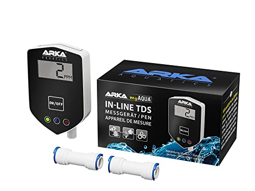 ARKA myAqua Inline TDS-Messgerät - ideal zur dauerhaften Messung des TDS-Werts in jedem Osmose Wasser, geeignet für Trinkwasser, Osmosewasser & Aquarien, von ARKA