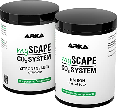 ARKA mySCAPE-CO2 Refiller - 2x600g - Nachfüllset für CO2 Systeme, Komponenten A: Zitronensäure & B: Natron, für ein optimales Pflanzenwachstum in Süßwasseraquarien von ARKA
