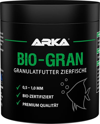 ARKA Bio-Gran - 250 ml - Hochwertiges Fischfutter aus biozertifizierten Rohstoffen, fördert Wachstum und Farbenpracht der Fische in jedem Süßwasser-Aquarium. von ARKA