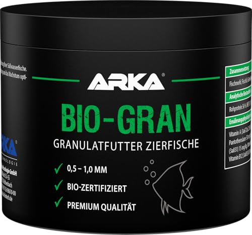 ARKA Bio-Gran - 500 ml - Hochwertiges Fischfutter aus biozertifizierten Rohstoffen, fördert Wachstum und Farbenpracht der Fische in jedem Süßwasser-Aquarium. von ARKA