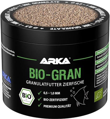 ARKA - Bio Gran Fischfutter aus biozertifizierten Rohstoffen,Süßwasser Aquarium,Fördert das Wachstum & die Farbenpracht, Inhalt: 500 ml / 230 g von ARKA