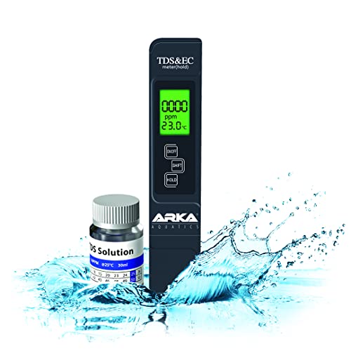 TDS EC Mikrosiemens Messgerät – ARKA myAQUA Tester 3in1 – misst Leitwert (µS/cm), TDS (ppm) & Temperatur – mit Kalibrierlösung & Batterie – ideal für Aquarium, Osmose, Trinkwasser & Hydroponik von ARKA