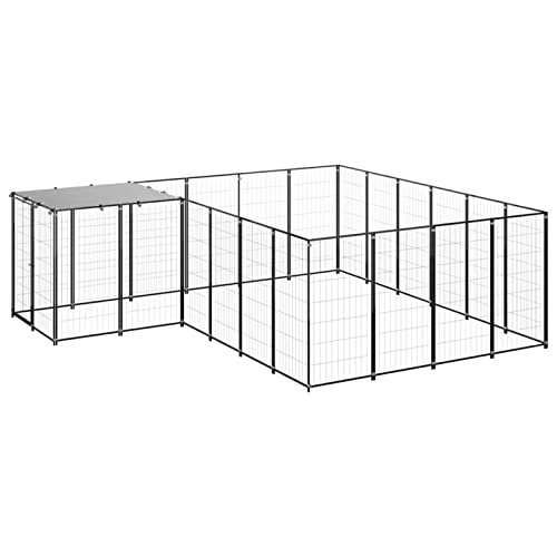 ARKEM Hundezwinger Schwarz 8,47 m² Stahl Katzenlaufstall Aus Metall Puppy Supplies Hunde Gitter von ARKEM