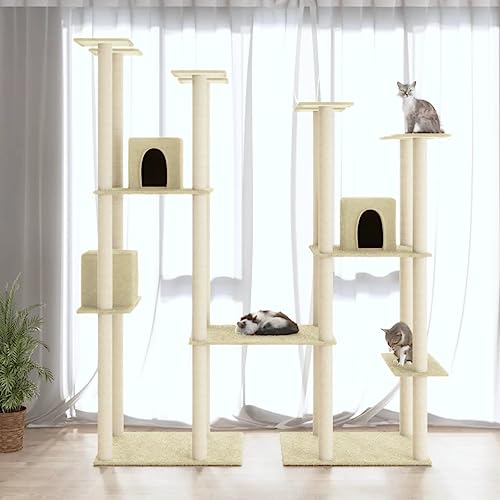 ARKEM Kratzbaum KatzenmöBel mit Sisal-Kratzsäulen Creme 174 cm Cactus Cat Tree Kratzbaum Banana Leaf von ARKEM