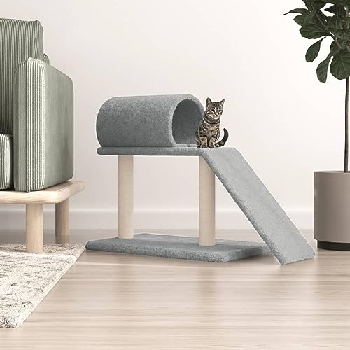 ARKEM Kratzbaum mit Tunnel und Rampe Hellgrau 55,5 cm Katzenkratzbaum Groß Kratzbaum Dicke StäMme ARKEM Kratzbaum mit Tunnel und Rampe Hellgrau 55,5 cm Katzenkratzbaum Groß Kratzbaum Dicke StäMme von ARKEM