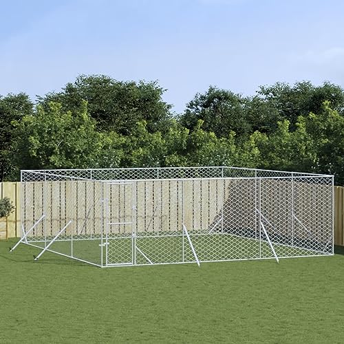 ARKEM Outdoor-Hundezwinger Silbern 6x6x2 m Verzinkter Stahl Hundetoilette FüR GroßE Hunde von ARKEM