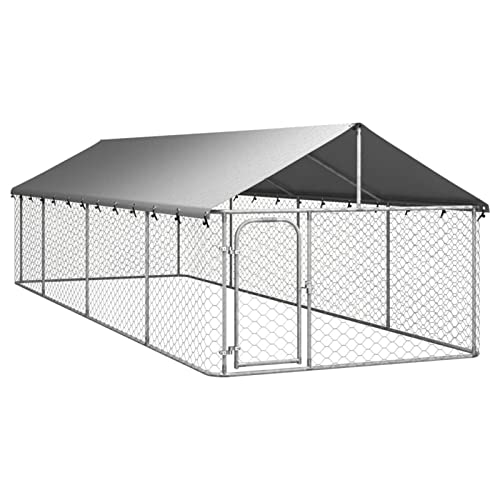 ARKEM Outdoor-Hundezwinger mit Dach 600x200x150 cm Ofengitter Kinderschutz Hunde Laufstall von ARKEM