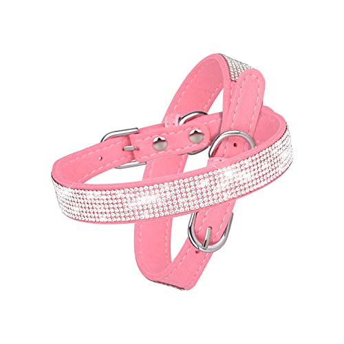 Glänzendes Hundehalsband mit Strass Sicheres und Bequemes Größenverstellbares Halsband für Kleine Bis Mittelgroße Hunde (L 51X2.5CM, Rosa) von ARLTTH