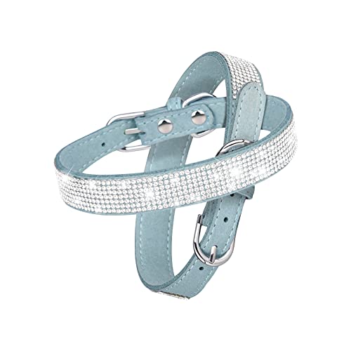 Glänzendes Hundehalsband mit Strass Sicheres und Bequemes Größenverstellbares Halsband für Kleine Bis Mittelgroße Hunde (XS 30X1.5CM, Hellblau) von ARLTTH